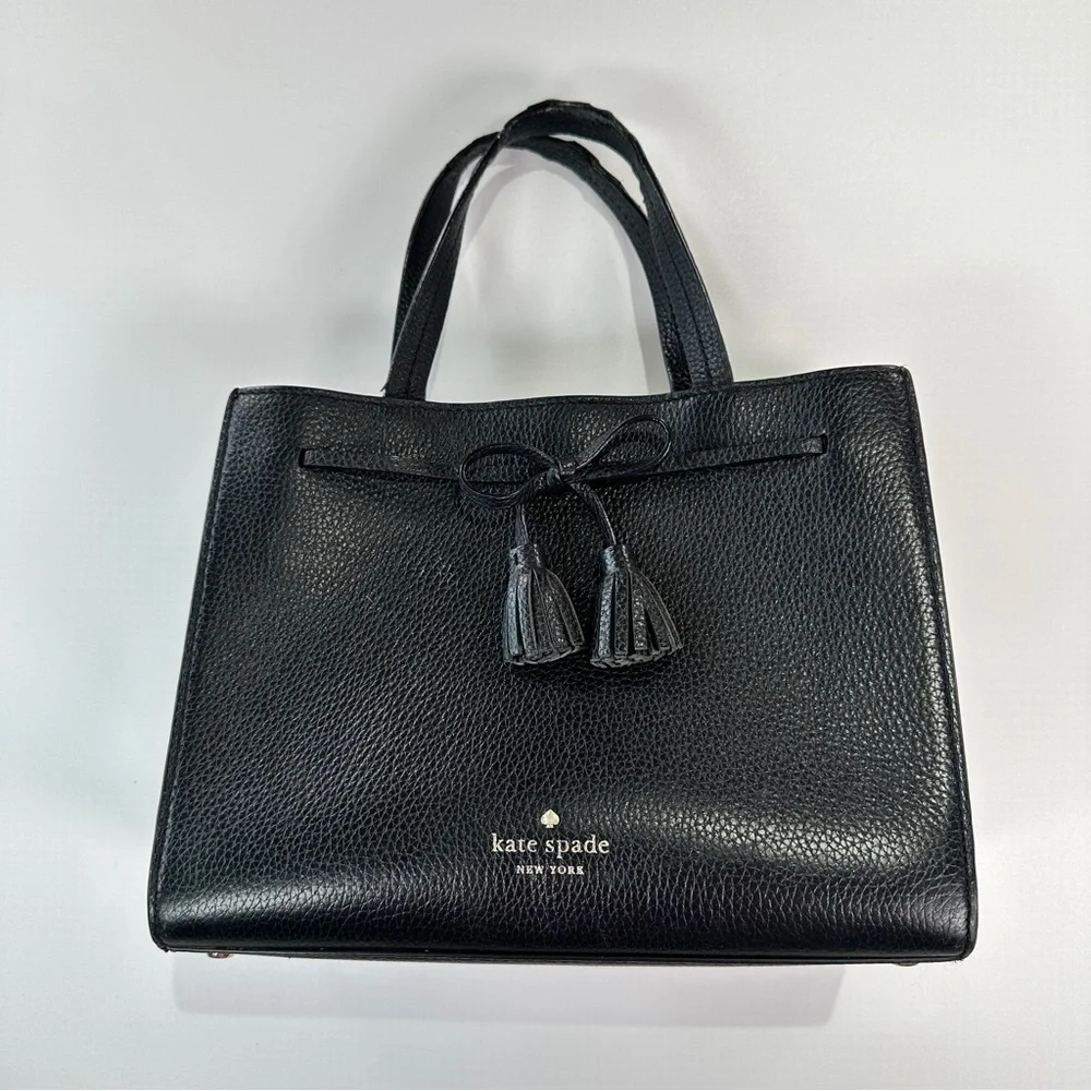 Kate Spade Zip Top Work Tote Structured Leather Black